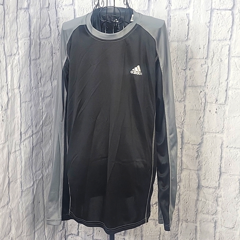 ADIDAS CLIMALITE Long Sleeves‎ Black and Gray Men's Activewear Medium